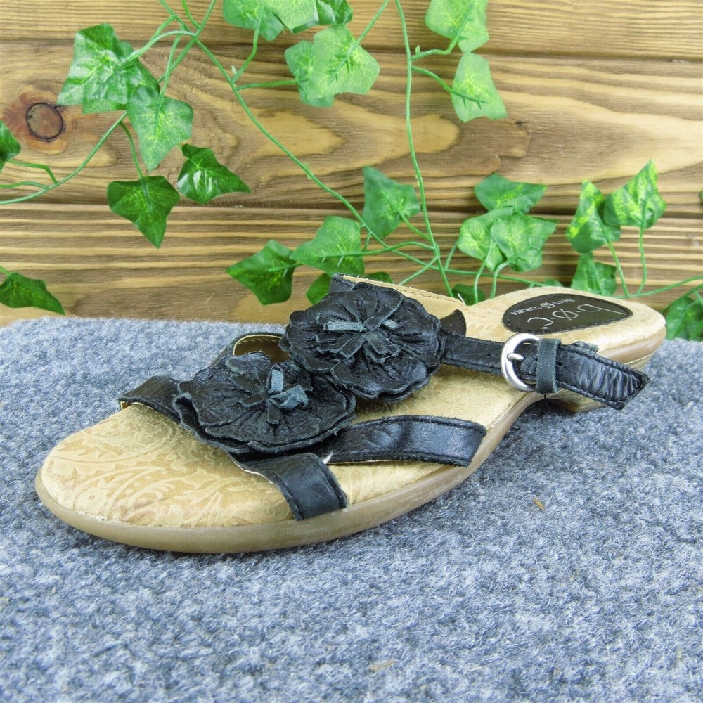 Born concept Women Slide Sandal Shoes‎ Black Leather Size 6 Medium